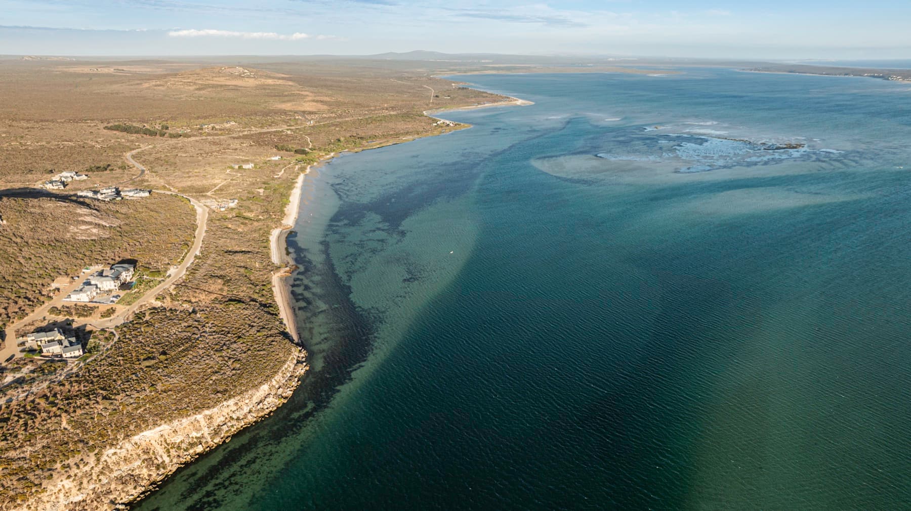 Aerial view of Langebaan Lagoon wetlands and nature reserve